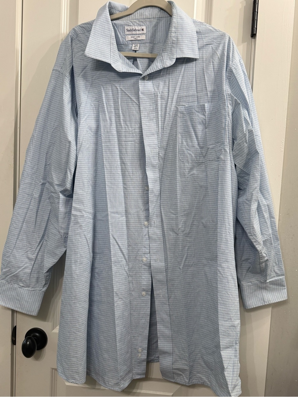 Saddlebred Light Blue Micro-Check Long-Sleeve Dress Shirt